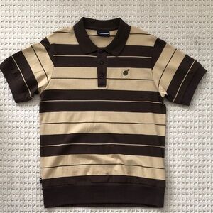 The Hundreds Brown and Tan Striped Polo Shirt